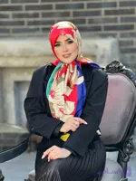 روسری ابریشم ساتن گلدار سایز 125 کد 343