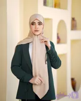روسری نخی ژاکارد رنگ نخودی برند جی ان تی کد 9-134