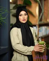 روسری ابریشم توییل مشکی سایز 130 کد 506