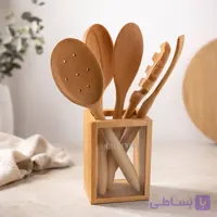 ست کفگیر ملاقه چوب شیشه دو خونه