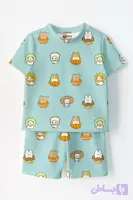 ست تیشرت و شلوارک تابستانه اسپرت (2تا4سال) طرح دونات