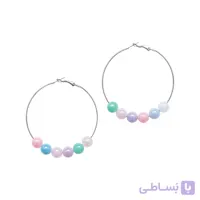گوشواره مینیمال حلقه ای بزرگ با مهره های رنگی