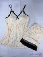 ست دو تیکه راحتی تاپ کاپدار و شورتک پنبه کبریتی دخترانه و زنانه کد 2672