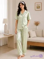 ست دو تیکه بلوز و شلوارساتن دخترانه و زنانه کد 2642