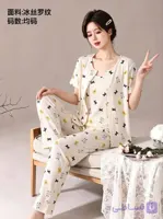 ست سه تیکه راحتی بلوز و تاپ و شلوار پنبه کبریتی دخترانه و زنانه کد 2690