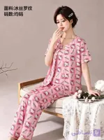 ست سه تیکه راحتی بلوز و تاپ و شلوار پنبه کبریتی دخترانه و زنانه کد 2692
