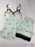 ست دو تیکه راحتی تاپ کاپدار و شورتک پنبه کبریتی دخترانه و زنانه کد 2676