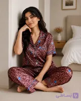 ست دو تیکه بلوز و شلوارساتن دخترانه و زنانه کد 2637