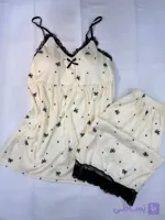 ست دو تیکه راحتی تاپ کاپدار و شورتک پنبه کبریتی دخترانه و زنانه کد 2680