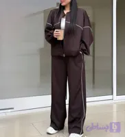 ست دو تیکه سویشرت و شلوار پاییزه مینیمال کرپ دبل گرم بالاطرح اویشو مدل آنجل
