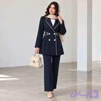 ست دو تیکه کت و شلوار کلاسیک و ترند و مزونی کتان کجراه با کیفیت مدل لیدی
