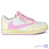 کفش کتونی نایک ایر جردن ۱ لو تراویس اسکات شای پینک Nike Air Jordan 1 Low x Travis Scott Shy Pink