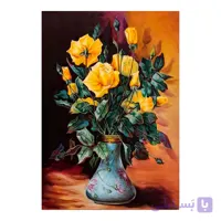 تابلو نقاشی رنگ روغن طرح گلدان گل رز کد 21