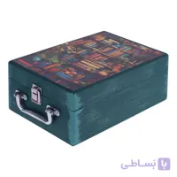 جعبه هدیه مدل چمدان چوبی طرح کتابخانه کهن کد WSM002