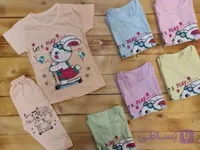 لباس بچگانه تیشرت شلوارک دخترانه خرگوشیrkh فانریپ اعلا رنگ ثابت سایز 45 و50 عرضه در ریزه میزه