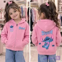 سویشرت دو رو داخل خز بچگانه طرح استیچ رنگ صورتی