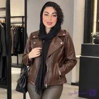 کت کراپ چرم زنانه رنگ قهوه‌ای