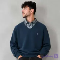 بلوز یقه پیراهنی مردانه رنگ طوسی تیره