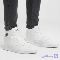 کتونی ساقدار مردانه مدل جردن رنگ سفید سرمه‌ای