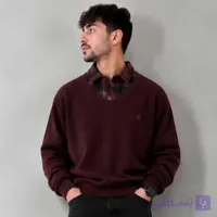 بلوز یقه پیراهنی مردانه رنگ زرشکی