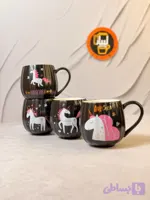 ماگ مشکی خمره ای بدنه شیار دار یونیکرن کد 7232