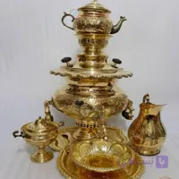 خرید سرویس پنج تکه سماور برنجی ۷ لیتری زغالی سنگین وزن | هنرظریف