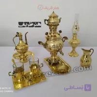 خرید و قیمت - سرویس سماور 1 لیتری برنجی زغالی طلایی - هنرظریف