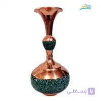خرید، قیمت و مشخصات گلدان فیروزه کوبی مدل شلغمی جایگذاری شده با دست محصول نیشابور | هنرظریف