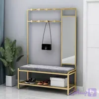 جا کفشی و رگال مدرن آینه دار با نشیمن پاف