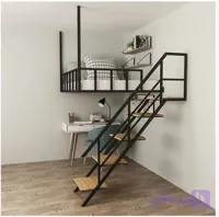 تخت یک و نیم نفره فلزی مدل نیم‌طبقه با نردبان هندسی
