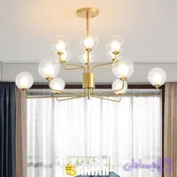 لوستر مولکولی گرد ۱۲ شعله حباب شیشه برند OWL