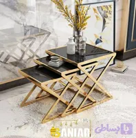 میز عسلی سه‌تکه فلزی – مدل مدرن با رنگ کوره‌ای