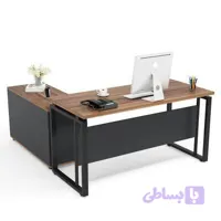 میز اداری ال مدیریت فلزی – ترکیب استحکام فلز و زیبایی ام‌دی‌اف برای دفتر کار لوکس شما