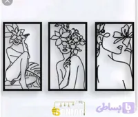 تابلو دیواری ست سه تیکه مدرن با طراحی لاین آرت
