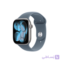 اپل واچ سری 11 نقره ای با بند اسپرت سیلیکون انکر بلو
