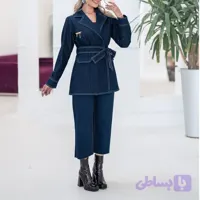کت جین کمردار قد بلند جین زنانه سرمه ای