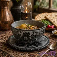 کاسه و بشقاب سنگی طرح رز