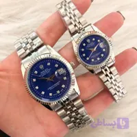 ⌚ست ساعت رولکس بنداستیل نقره‌ای صفحه آبی 369258