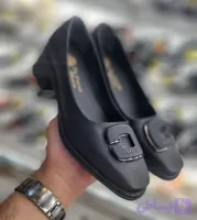 کفش زنانه پاشنه‌دار طبی مشکی با زیره PU و پاشنه ۵ سانت
