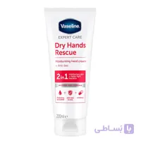 کرم دست مرطوب کننده و آنتی باکتریال ۲ در ۱ وازلین مدل درای هندز رسکیو حجم ۲۰۰ میل