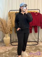ست دو تیکه سوئیشرت کلاهدار و شلوار پاییزه فری سایز