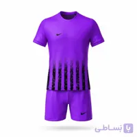 ست پیراهن شورت ورزشی نایک طرح راه راه رنگ بنفش