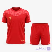 ست پیراهن شورت ورزشی طرح مرال کمان رنگ قرمز