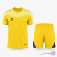 ست پیراهن شورت ورزشی طرح مرال شطرنجی رنگ جگری