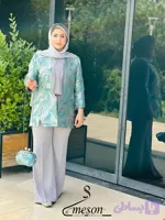 کت زنانه ژاکارد به همراه کیف تک رنگ