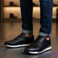 کفش چرم مردانه اسپرت کد SP104BK رنگی مشکی