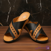 کفش صندل چرم مردانه کد SD033BK رنگ مشکی