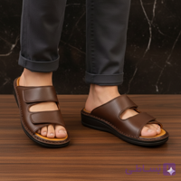 کفش صندل چرمی مردانه کد SD025BR رنگ قهوه‌ای