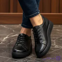 کفش چرم زنانه کد LW010BK رنگ مشکی