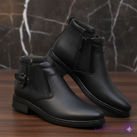 نیم بوت  چرم مردانه  کد NB036BK رنگ مشکی